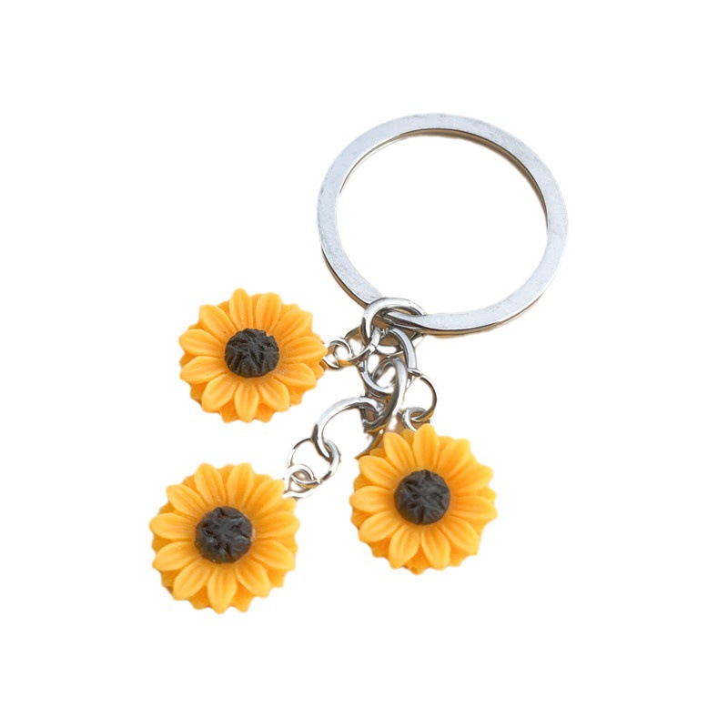 Llavero Girasol Dorado Bonito Sencillo Colgante para Bolso Maleta