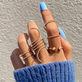 Anillo abierto de onda estilo retro simple, moderno, estilo INS europeo y americano