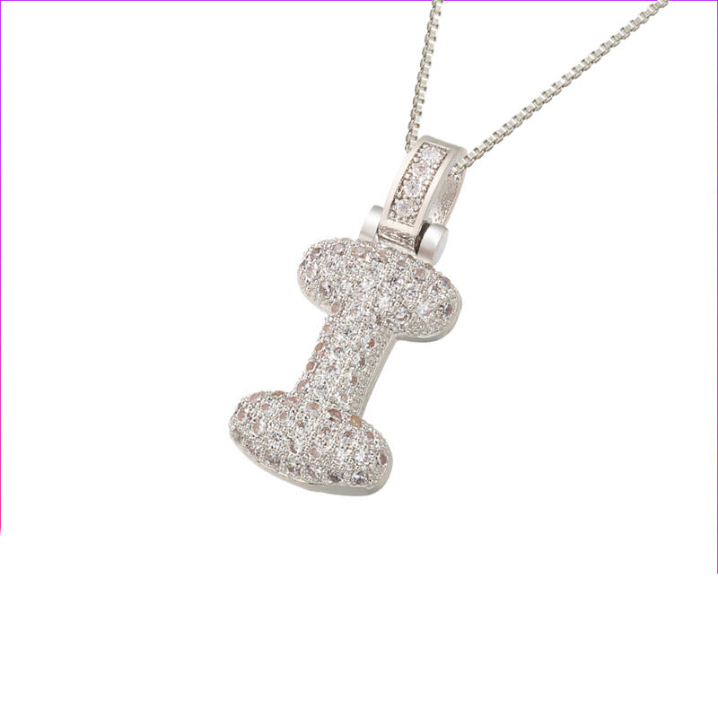 Schlüsselbeinkette Kupfer Mikro-intarsierte Zirkon 26 Buchstaben-Anhänger-Halskette für Frauen Geburtstag Schmuck Geschenke