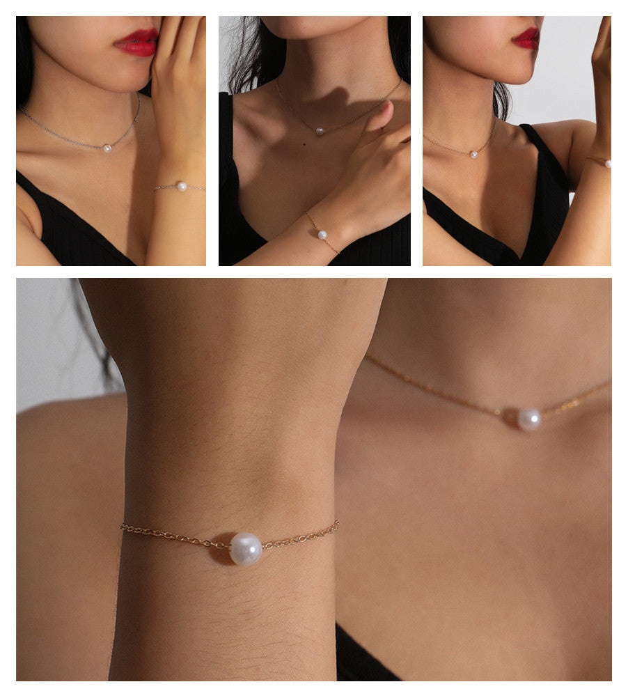 Pulsera Creativa Traje Personalidad Collar Simple de Perlas
