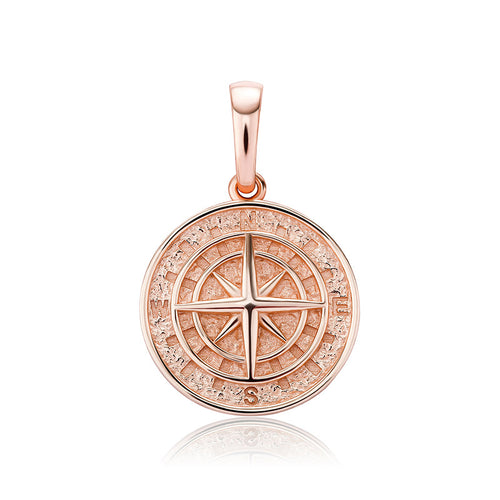 925 Silver Compass Compass Hip Hop Pendant Necklace
