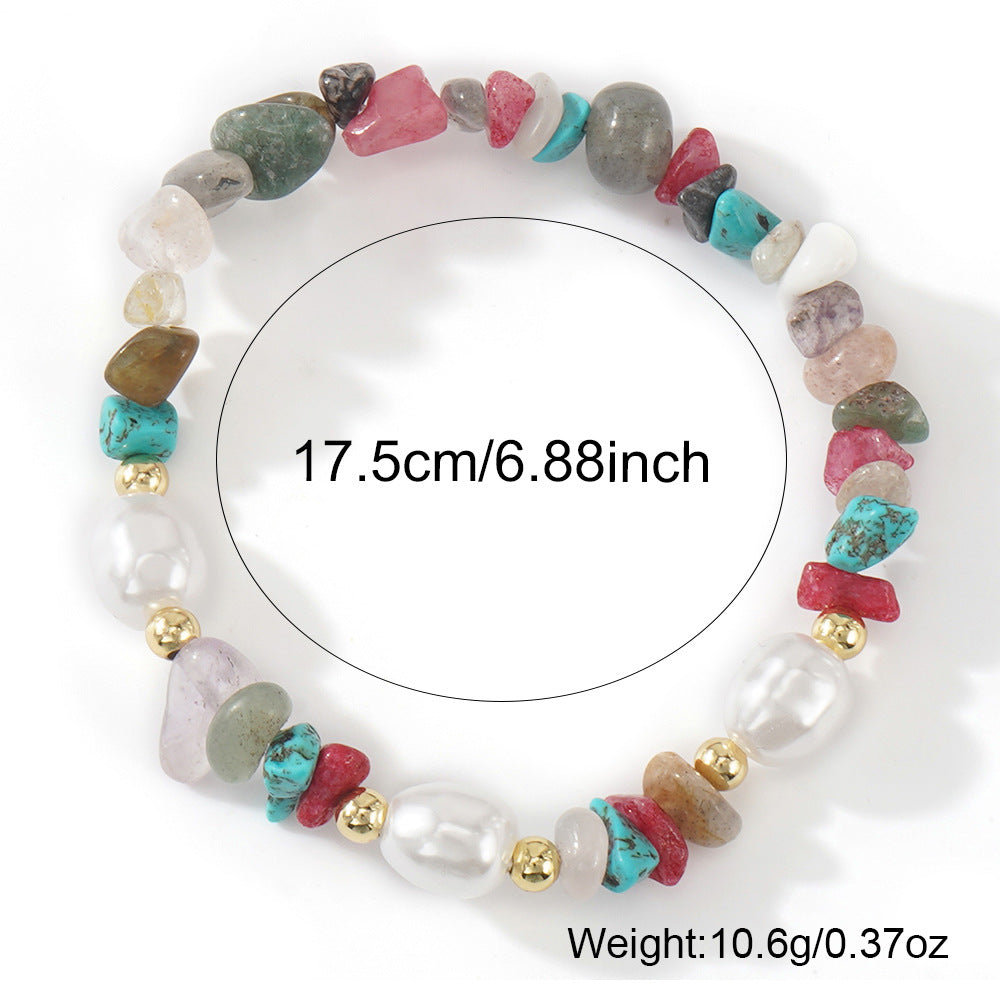 Pulsera de piedras semipreciosas de cobre, perlas y cuentas de colores surtidos