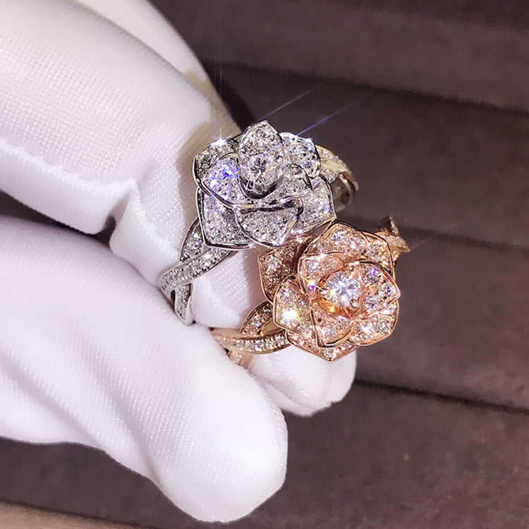 Neuer 18K Roségold plattierter Diamantring für Frauen
