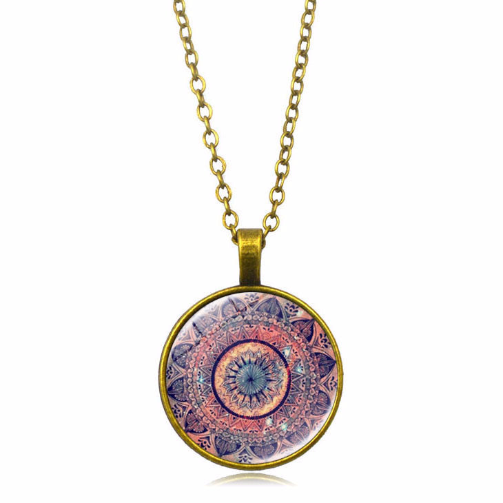 Yoga Mandala Blume Zeit Edelstein Halskette