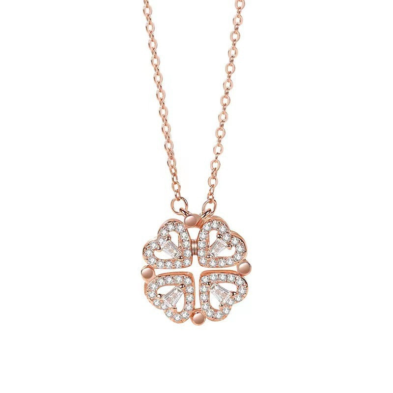 Four-leaf Clover Double-wear Necklace Female European And American Jewelry Ins Does Not Fade