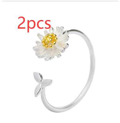 CIAXY Anillos de plata de ley 925 con forma de flor para mujer, ajustables, a la moda, para fiesta, regalo, Anillos Mujer