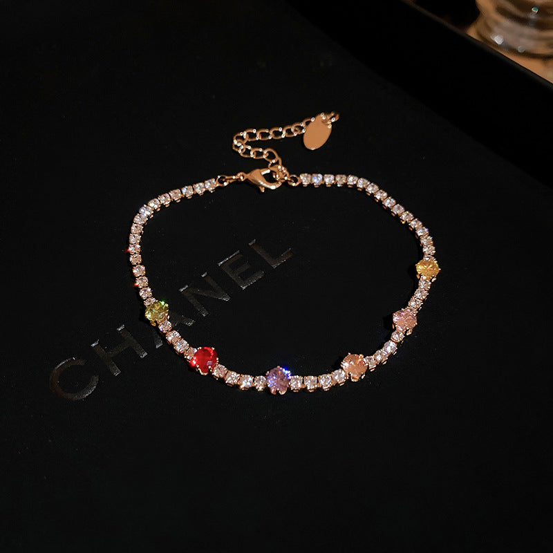 Joyería de moda, pulsera geométrica cuadrada de circonia, pulsera elegante de corazón, moda coreana, lujo ligero para celebridades de internet