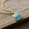 New Turquoise 18K Gold Plating Chain Pendant Necklace