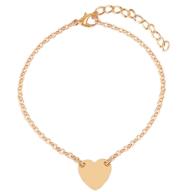 Pulsera tobillera con dije de corazón sencilla
