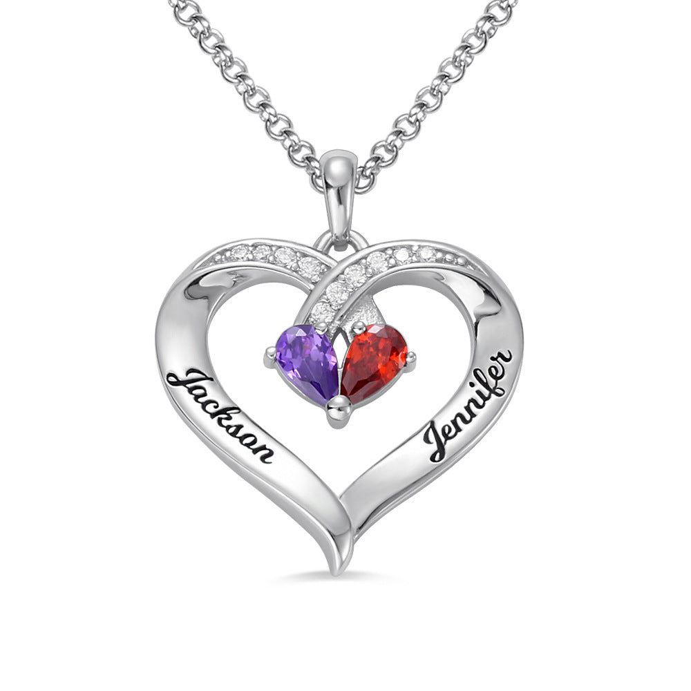 Collar de piedras preciosas femenino con colgante personalizado de letras y corazón para parejas, un regalo