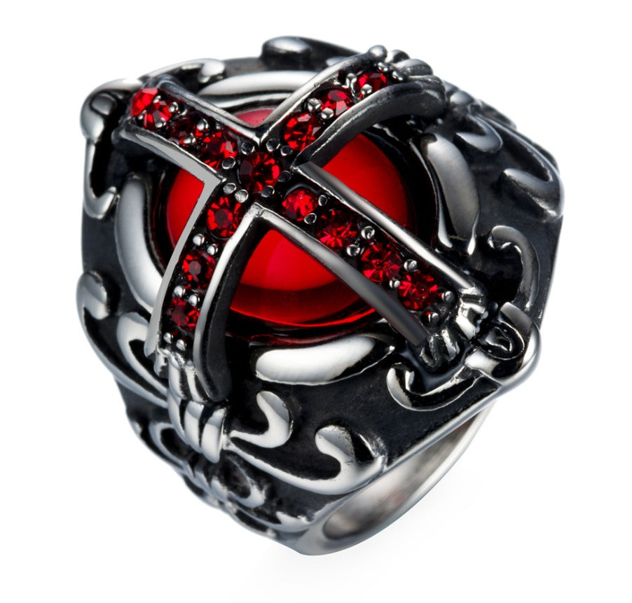 Kreuz-Rot-Diamantring