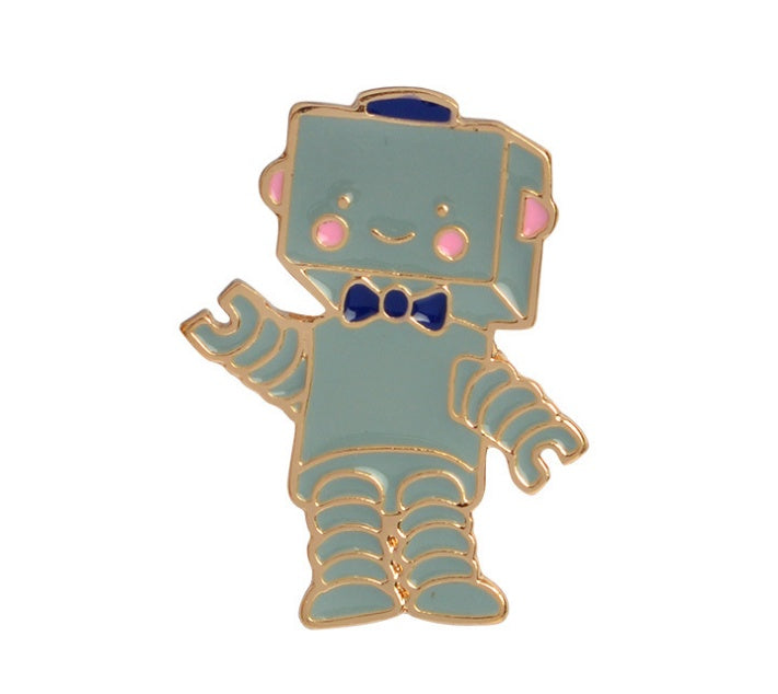 Broche de dibujos animados creativo de avión, astronauta, robot y planeta goteando