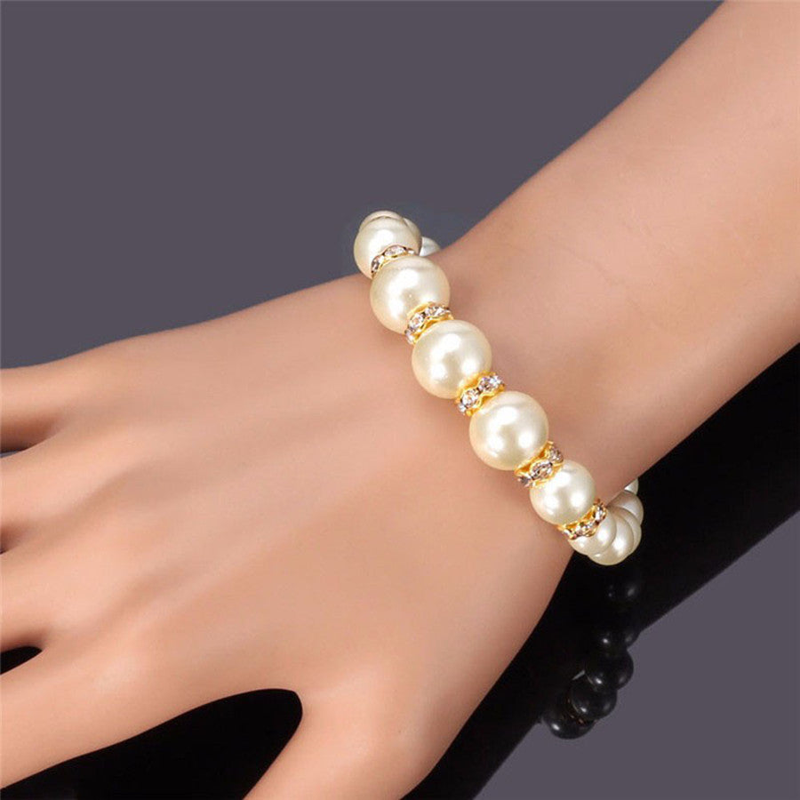 Perlenset, Halskette, Ohrringe und Armband, dreiteiliges Set