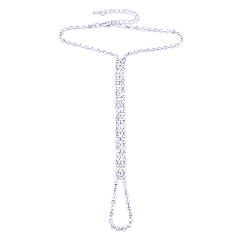 Tobillera de verano sexy para mujer, pulsera con diamantes de imitación, cadena para la pierna, sandalias de playa, tobillera de cristal bohemia, cadena para el pie