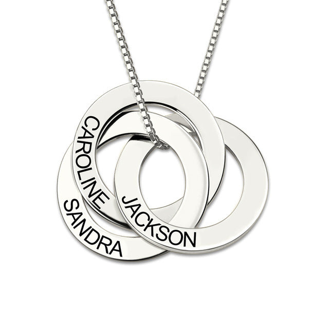 Personalisierte Silberkette Russischer Ring-Halskette Geschenk für Frauen