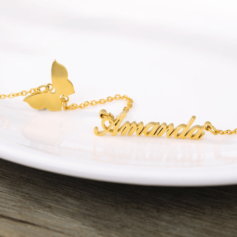 Personalized butterfly name necklace