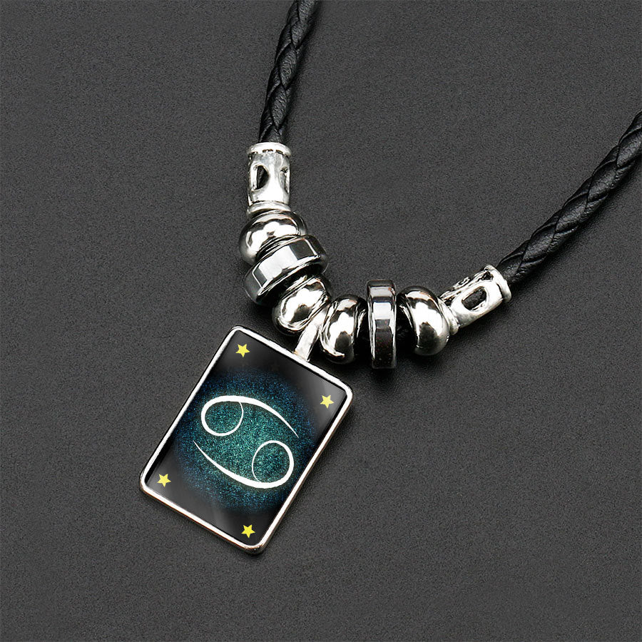Obsidian Zodiac Couple Pendant Necklace