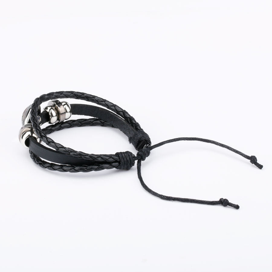 Gear Clock Steampunk Cat Time Stone Hand Weaving Bracelet