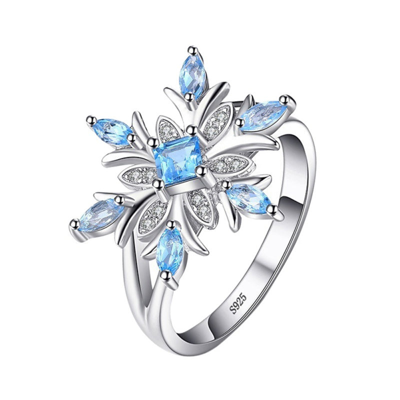 Neue Mode Blaue Stern Zirkon Blumenringe