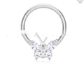 Pendiente de nariz con anillo cerrado con incrustaciones de mariposa de circonita de moda, pendientes de tuerca, aleación de titanio, accesorios para perforaciones corporales.
