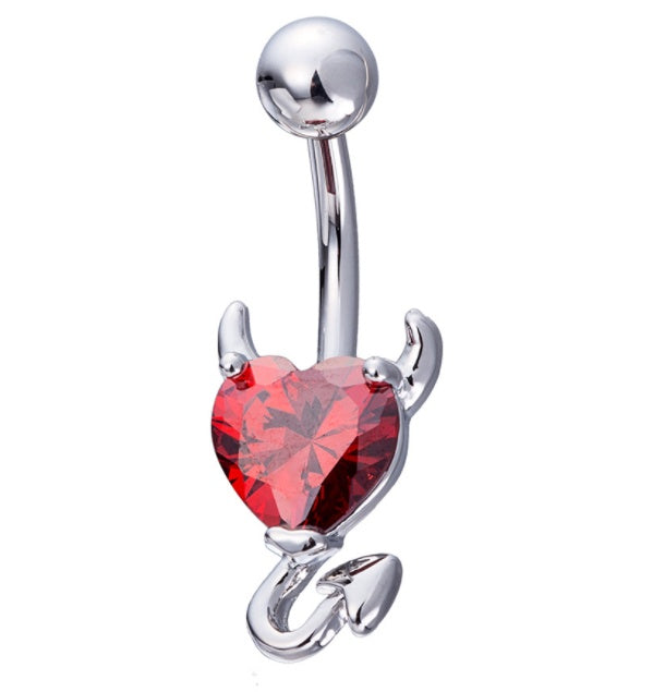 Anillo de vientre de cristal de circón de corazón para el ombligo, perforación de ombligo de acero inoxidable 316L, joyería corporal, piercing para ombligo