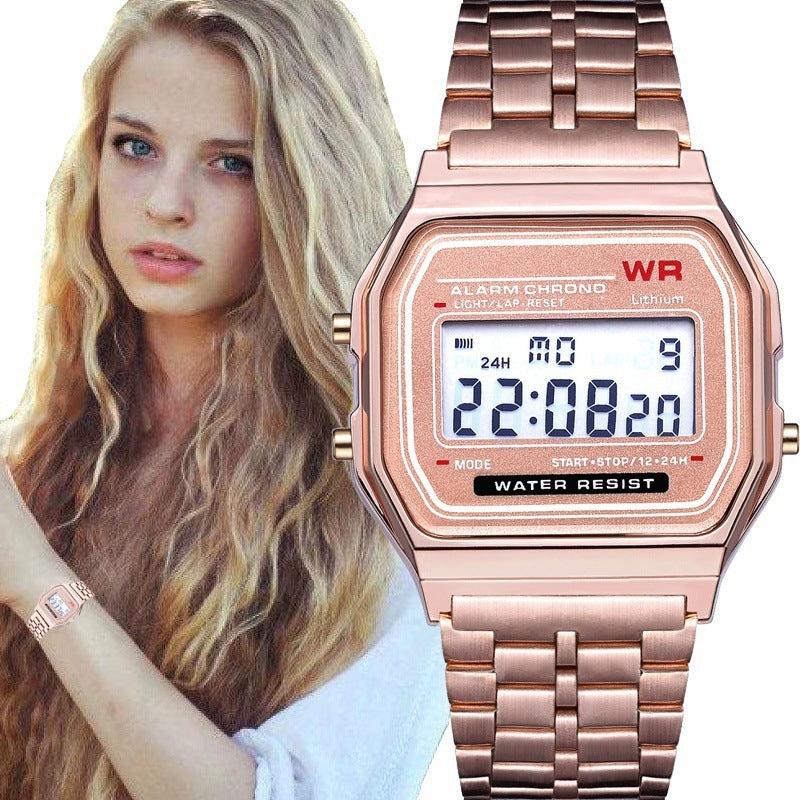 WR F91W Stahlband Elektronische Uhr