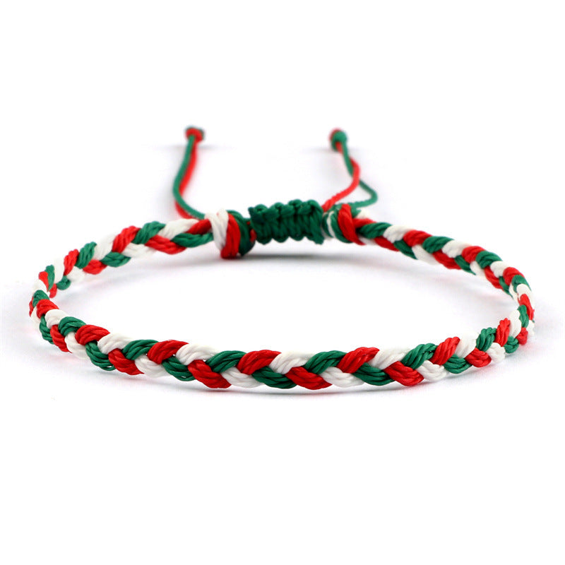 Cuerda de cera trenzada, correa de mano para manualidades, trenza de tres hilos con colores entrecruzados