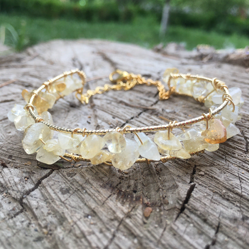 Pulsera de cuentas de hilo de cristal natural para joyería de moda, bricolaje, irregular para mujer