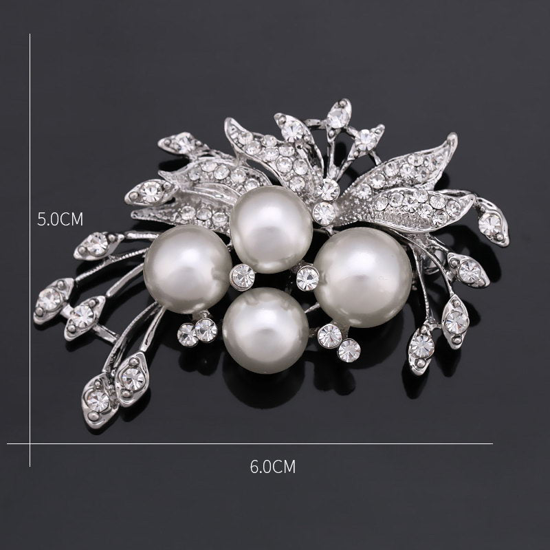 Rhinestone Pearl Brooch Pin