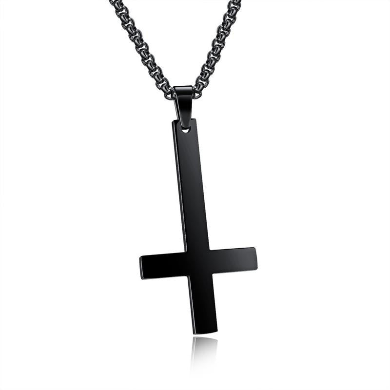 Herrenhalskette aus Edelstahl mit umgedrehtem Kreuz