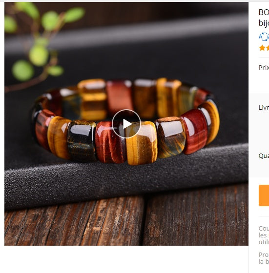 Naturfarbe Tigerauge-Stein, Tigerauge-Stein, rot, gelb, blau, Handreihenarmband, Armband, Herren- und Damenpaar-Geschenk