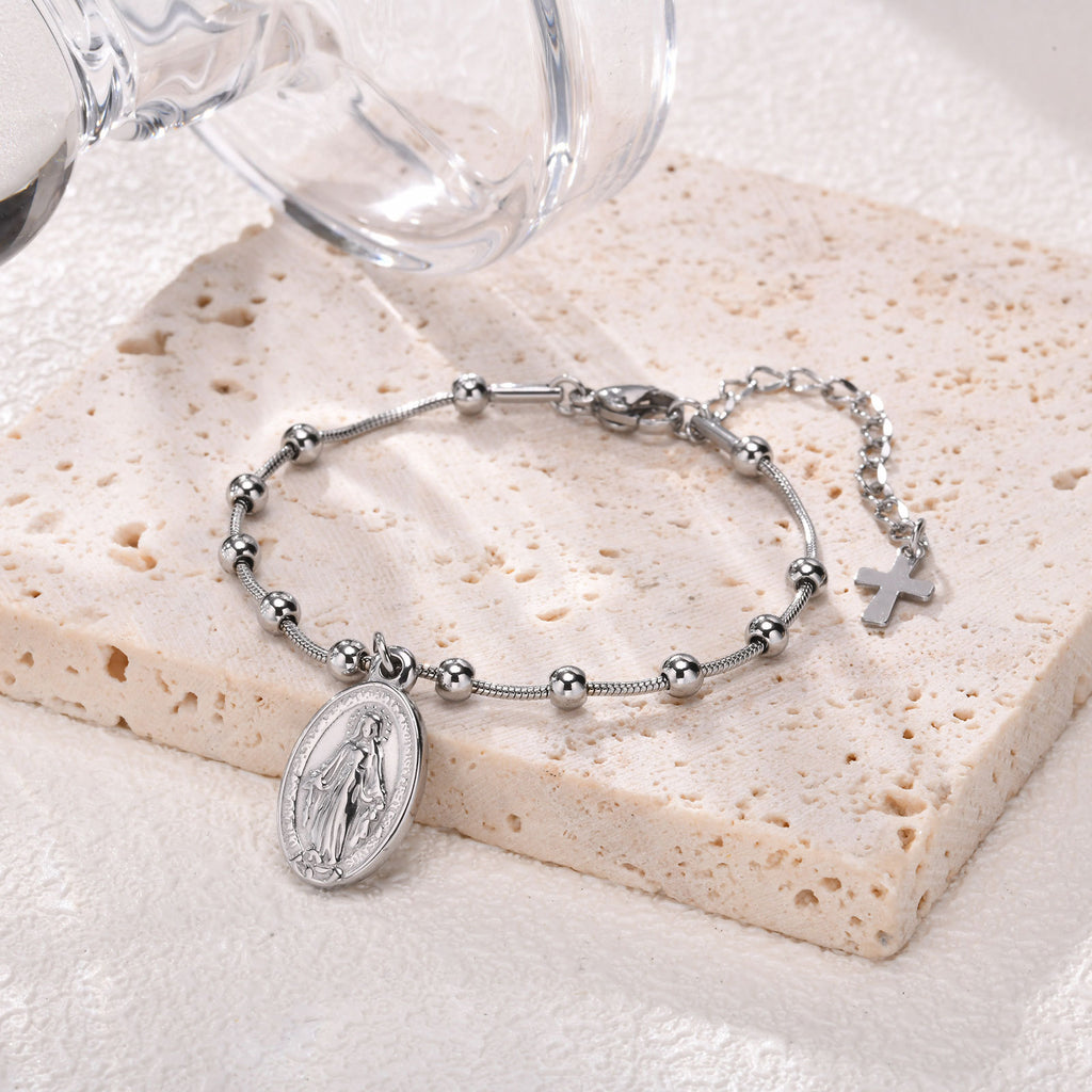 Pulsera ovalada cruzada de acero inoxidable