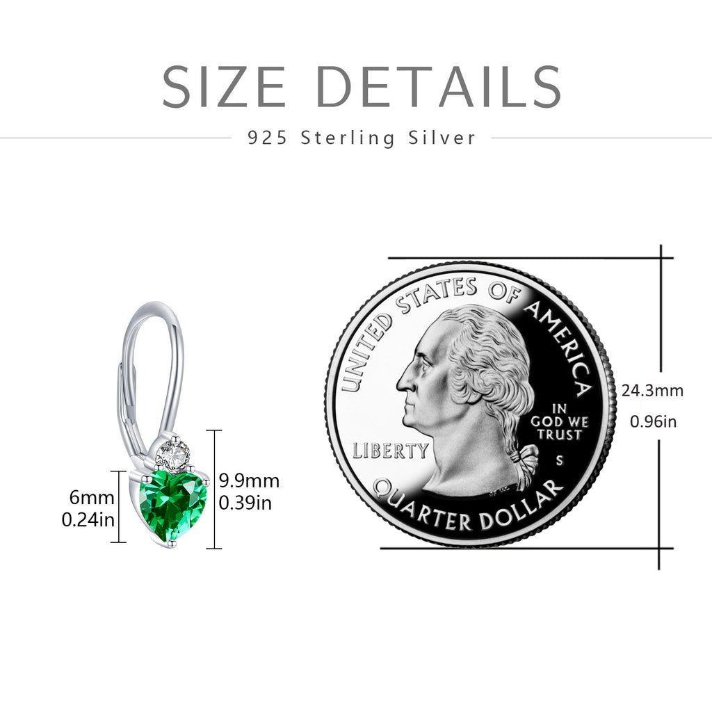 Pendientes de Corazón de Circonita Hipoalergénicos de Plata de Ley 925 Joyas de Piedras de Nacimiento para Mujer