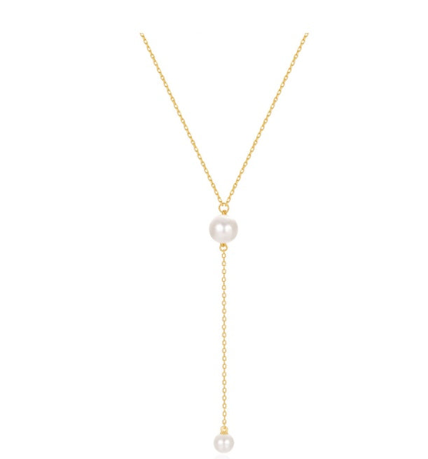 S925 Silver Y-shaped Pearl Necklace