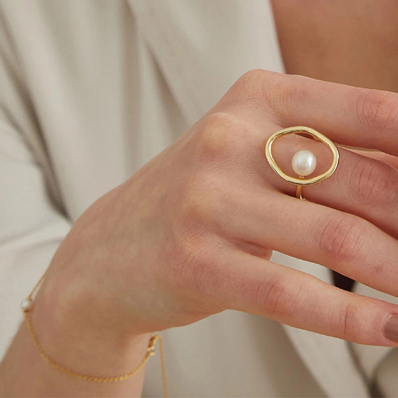 Zierlicher Kunstperlenring für Frauen Minimalistische Ringe