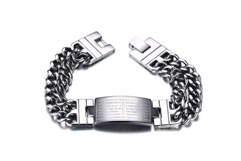 Herrenarmband Kreuz-Schrift
