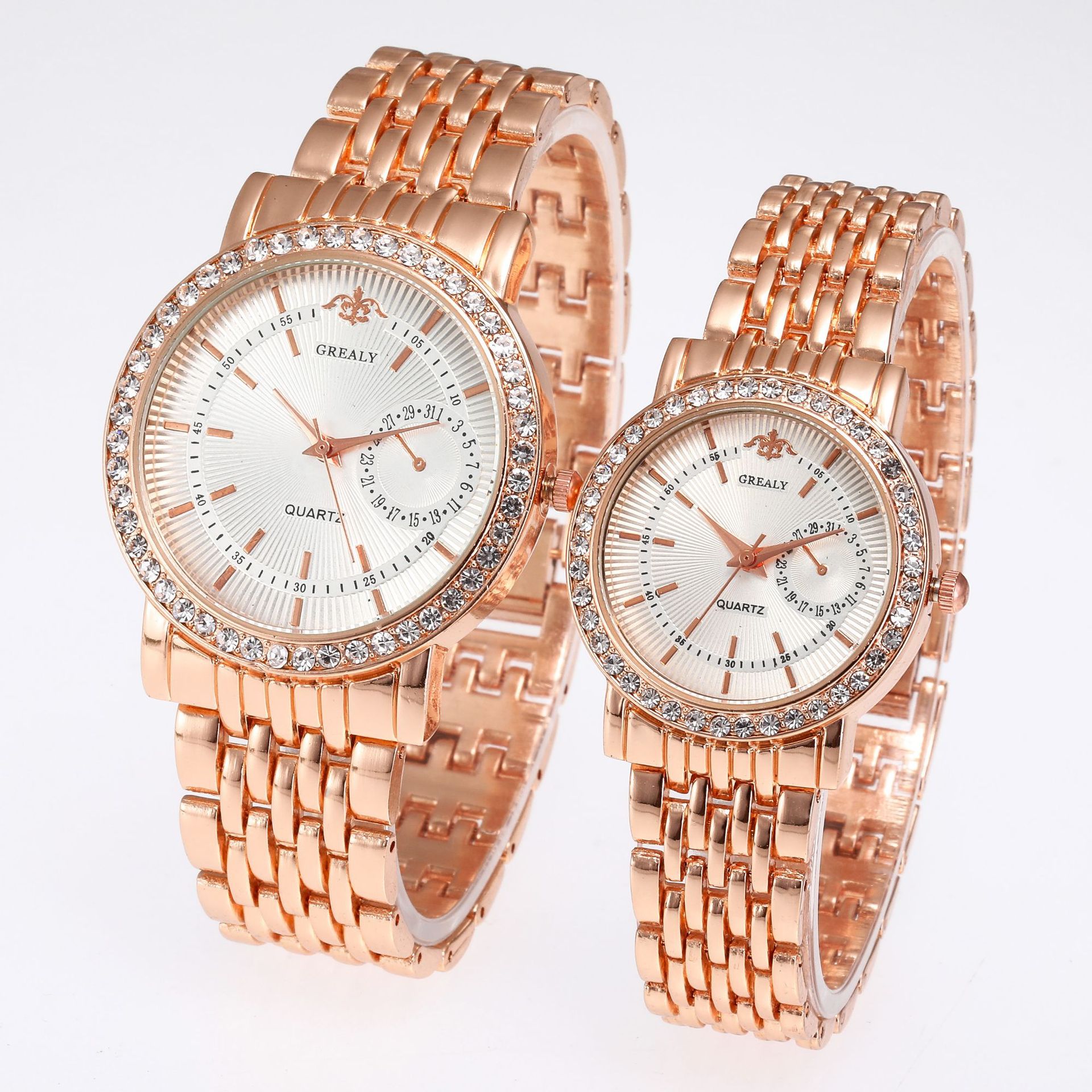Reloj de pulsera clásico de negocios de lujo con diamantes para parejas