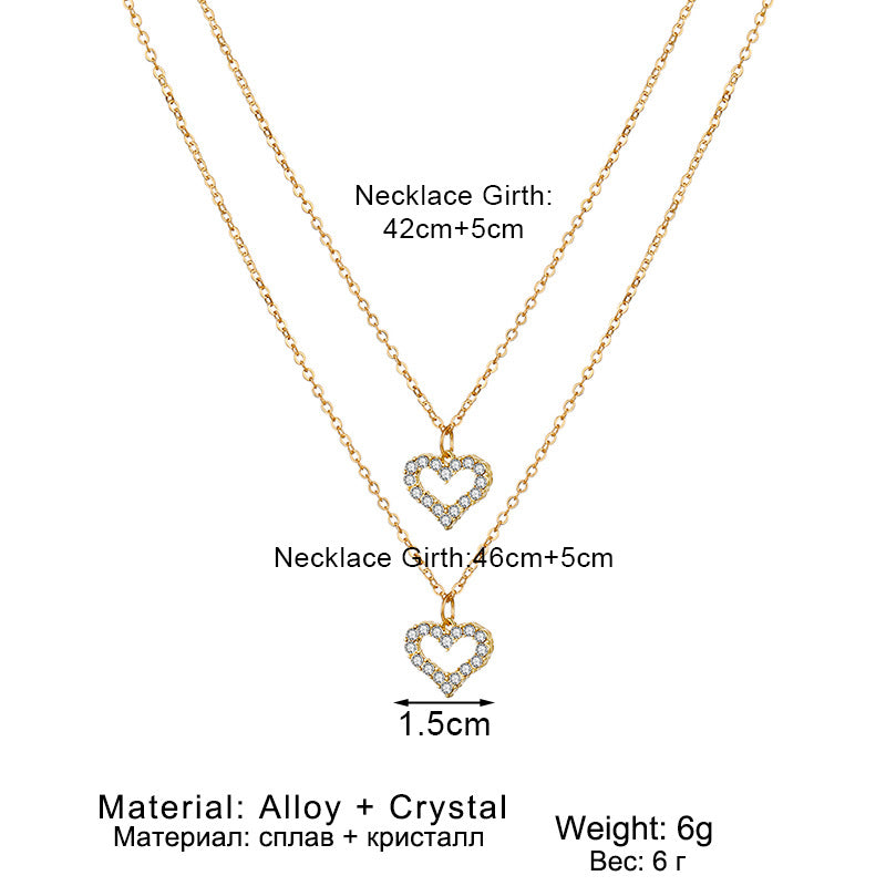 Koreanischer Schmuck Welt Goldene Liebe Doppelhänger Halskette