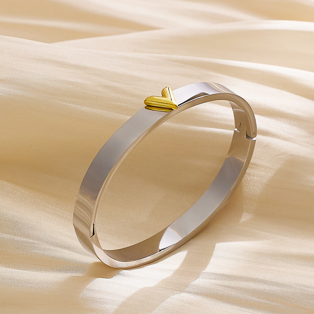V-shaped Wide Couple Bracelet Female Gold Buckle