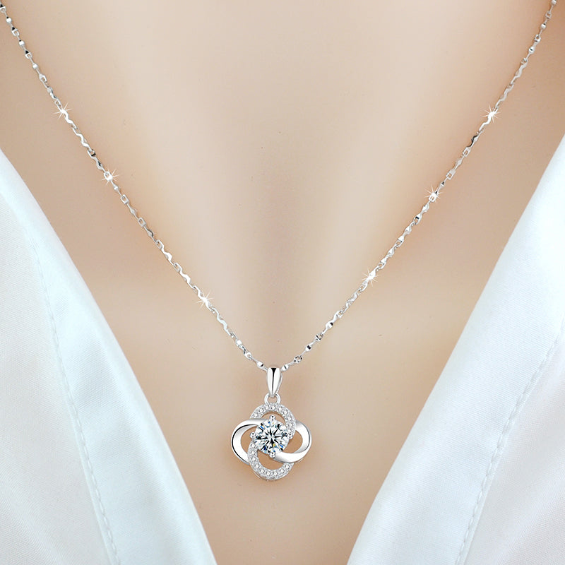 Halskette 925 Sterling Silber Plattiert 18k Roségold Halskette Damen Kleeblatt Schlüsselbeinkette Für Freundin Geburtstag Valentinstagsgeschenk