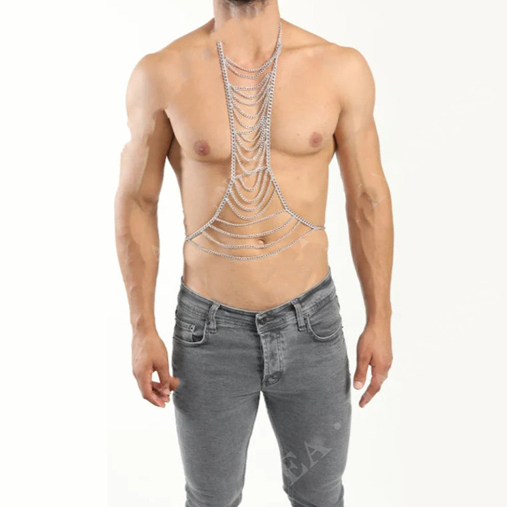 Cadenas Corporales para Hombre, Joyería de Cosplay para Festivales, Collares de Pecho