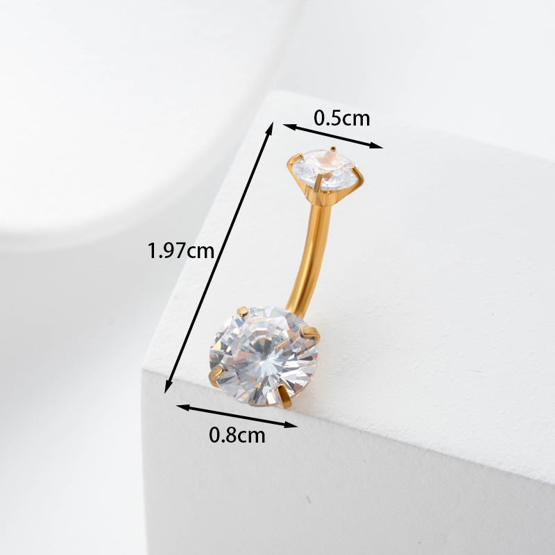 Joyas de perforación corporal de acero inoxidable con dientes internos, zirconio, ombliguera, anillo para el ombligo