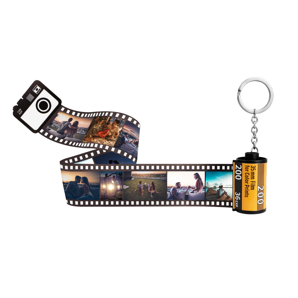 Custom Keychain Creative Memory Time Film Pendant DIY Gift Key Ring