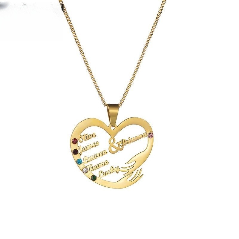Stainless Steel English Alphabet Heart Set Zircon Pendant Personality Diy Name Necklace