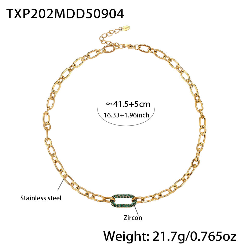 Halskette und Armband aus Titanstahl und Edelstahl mit Mikro-Pflasterstein-Zirkonia
