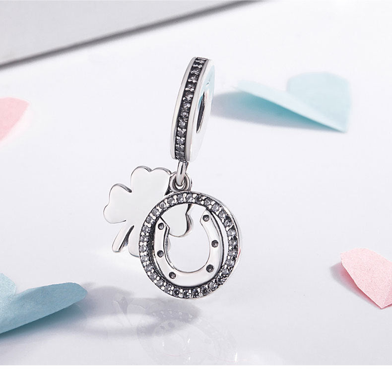 S925 Sterling Silber mit Zirkon-Liebeskleeblatt-Perlen