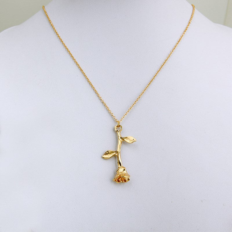 Pink gold rose color pendant necklace