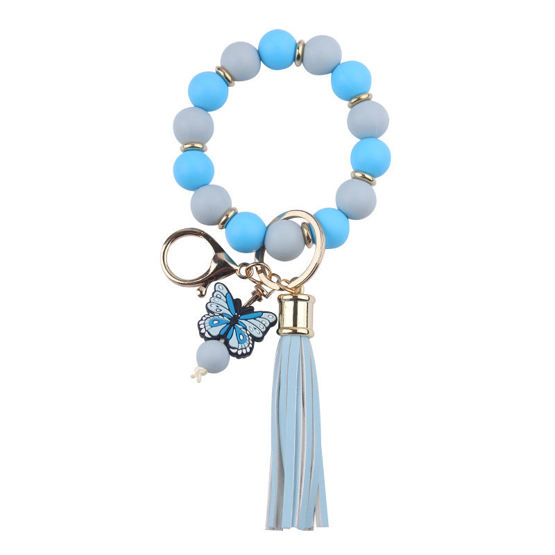 Creative DIY Beaded Cartoon Butterfly Wrist Keychain