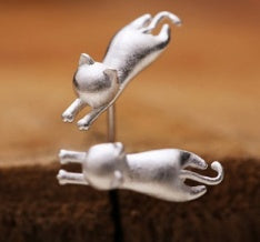 Niedliches Katzen-Schmuckset - Ring - Ohrringe - Halskette