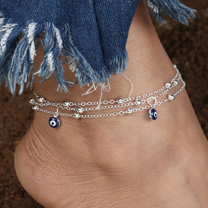 Tobillera de cadena con cuentas, moda, calzado y joyería, con colgante de ojo